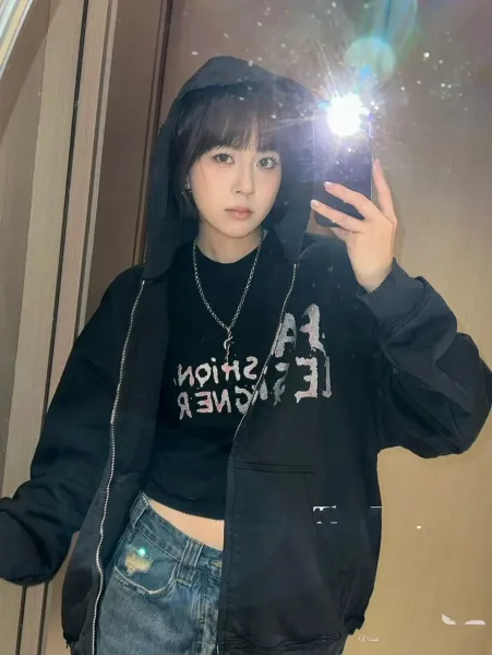 Balenciaga Fashion Designer Distressed Denim Hoodie Black - 6