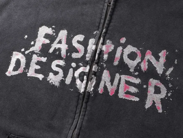 Balenciaga Fashion Designer Distressed Denim Hoodie Black - 12