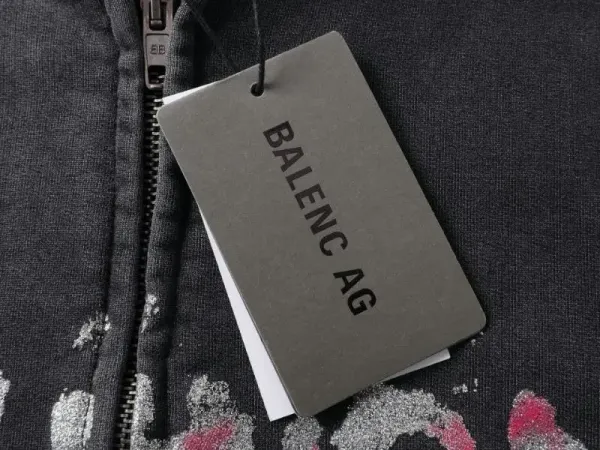 Balenciaga Fashion Designer Distressed Denim Hoodie Black - 17