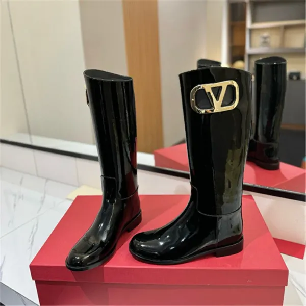 Valentino Garavani VLogo Knee-High Rain Boot Black - 2