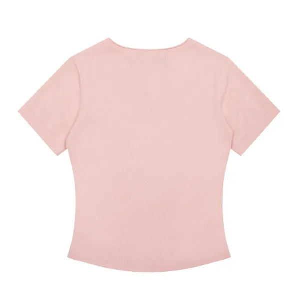 Polo Ralph Lauren V-Neck Ribbed T-Shirt Pink - 22
