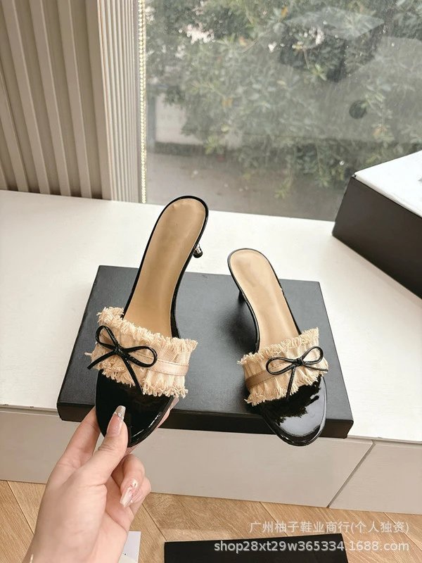 Dior J'Adior Ruffled Mule Black Heels - 7