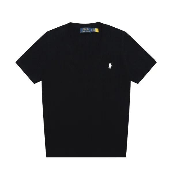 Polo Ralph Lauren Cable Knit V-Neck Sweater Black - 12