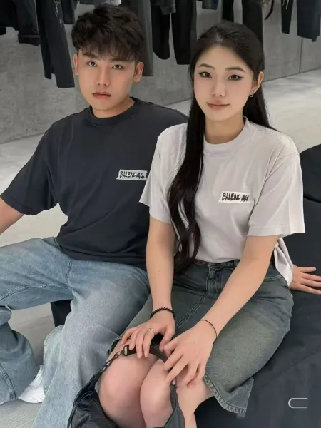 Balenciaga AG Tape Logo Oversized T-Shirt Dress Black - 4