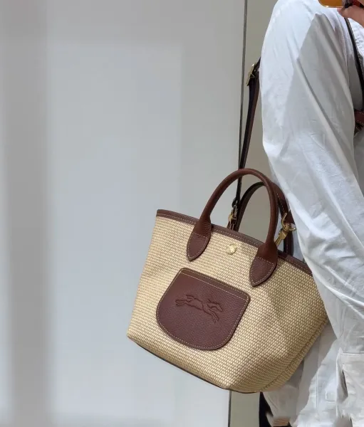 Longchamp Le Pliage Straw Mini Tote Beige Handbag - 4