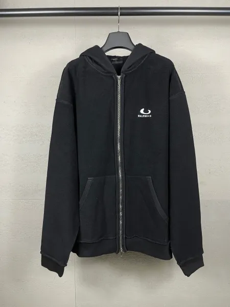 Balenciaga Logo Zip-Up Hoodie Black - 7