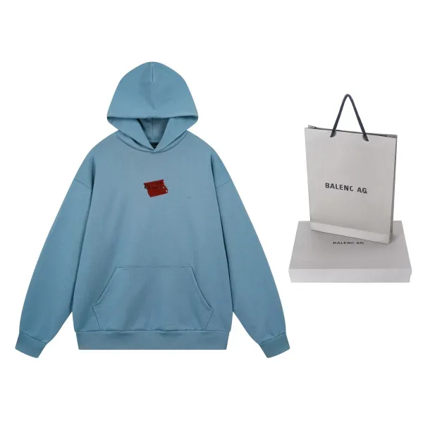 Balenciaga Ticket Patch Hoodie Light Blue - 8