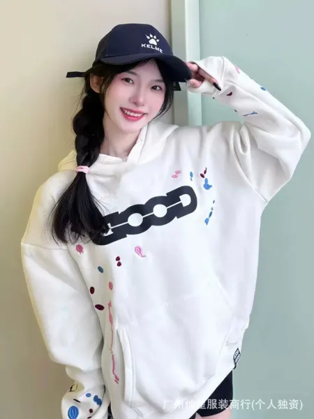 GRA Good Splatter Print Oversized Hoodie White - 36