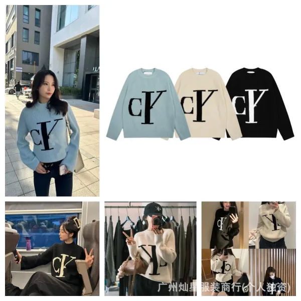 Calvin Klein CK Monogram Light Blue Knit Sweater - 3