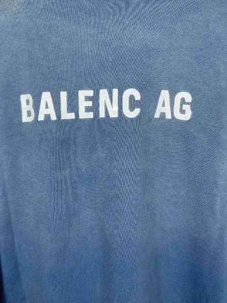 Balenciaga Logo Hoodie Blue Acid Wash Hoodie - 9