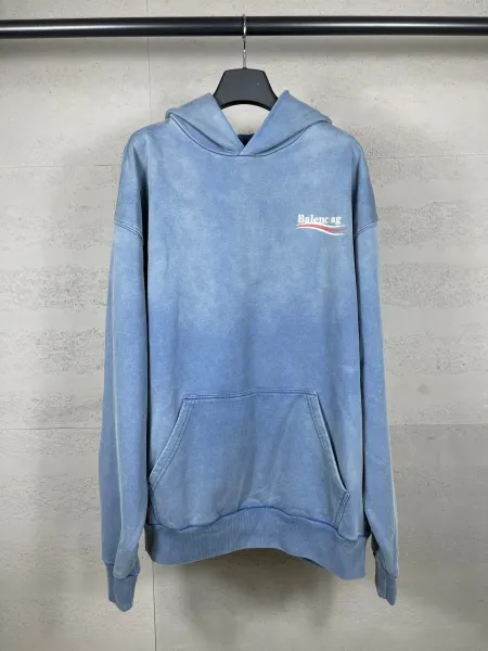Balenciaga AG Logo Washed Blue Hoodie - 9