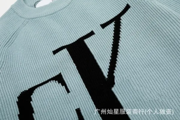 Calvin Klein CK Monogram Light Blue Knit Sweater - 14