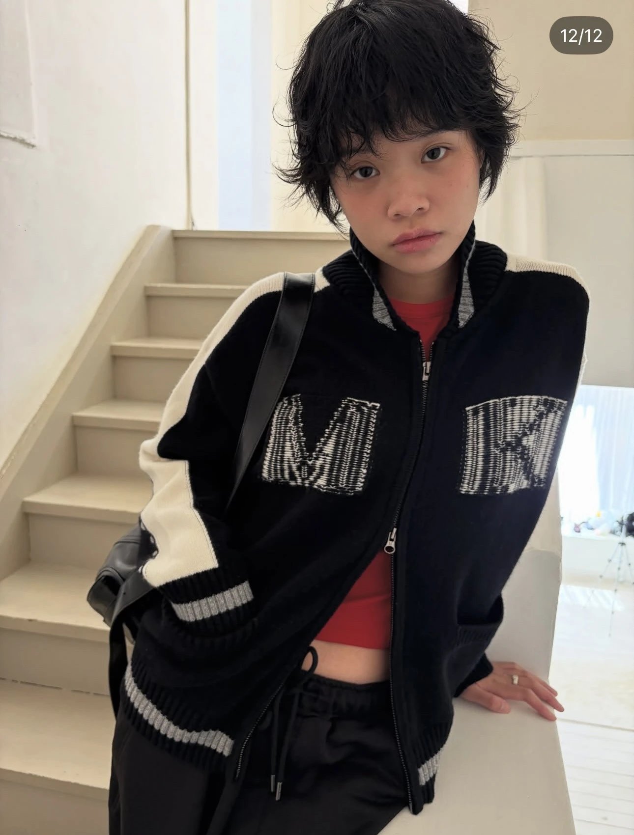 MMY Knit Track Jacket Black/White - 36