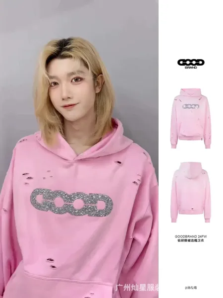GRA Good Splatter Print Oversized Hoodie White - 33