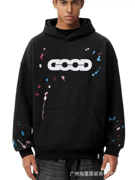 GRA Good Splatter Print Oversized Hoodie White - 39