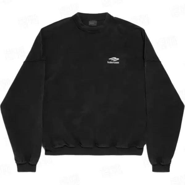 Balenciaga Distressed Logo Sweatshirt Black Hoodie - 16