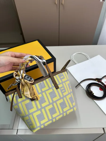 Fendi Zucca Pattern Mini Tote Bag Beige and Brown Handbag - 7