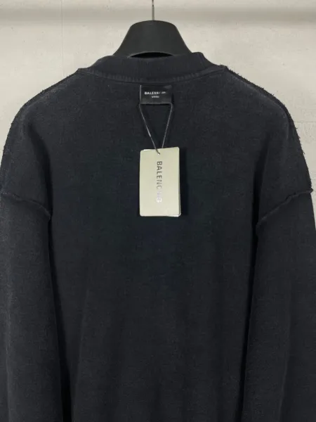 Balenciaga Distressed Logo Sweatshirt Black Hoodie - 14