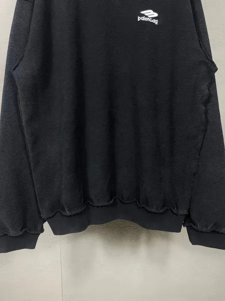 Balenciaga Distressed Logo Sweatshirt Black Hoodie - 13