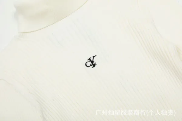 Calvin Klein CK Ribbed Turtleneck Sweater Off-White - 15