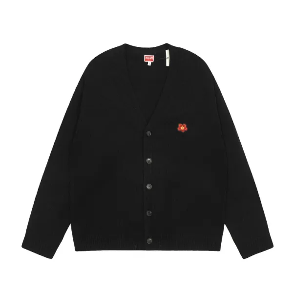 Kenzo Flower Embroidery Gray Cardigan - 17