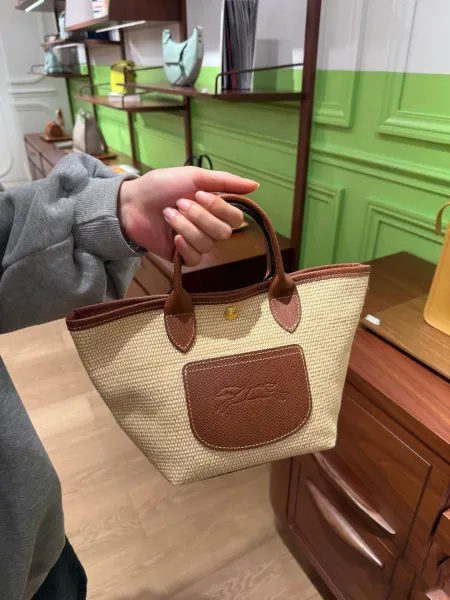 Longchamp Le Pliage Straw Mini Tote Beige Handbag - 3
