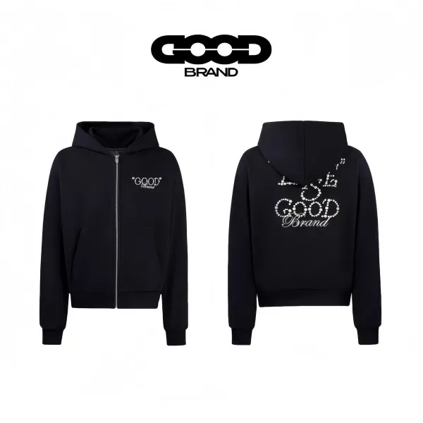 GOOD Studio Embellished Logo Hoodie Black - 7