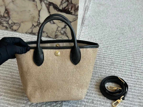 Longchamp Le Pliage Straw Mini Tote Beige Handbag - 7