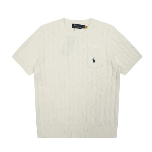 Polo Ralph Lauren Cable Knit Short-Sleeve Sweater Cream - 20