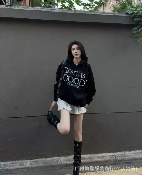 GOOD Studio Embellished Logo Hoodie Black - 34