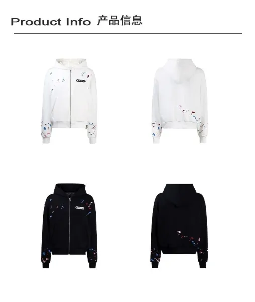 GOOD Paint Splatter Zip-Up Hoodie Black - 3