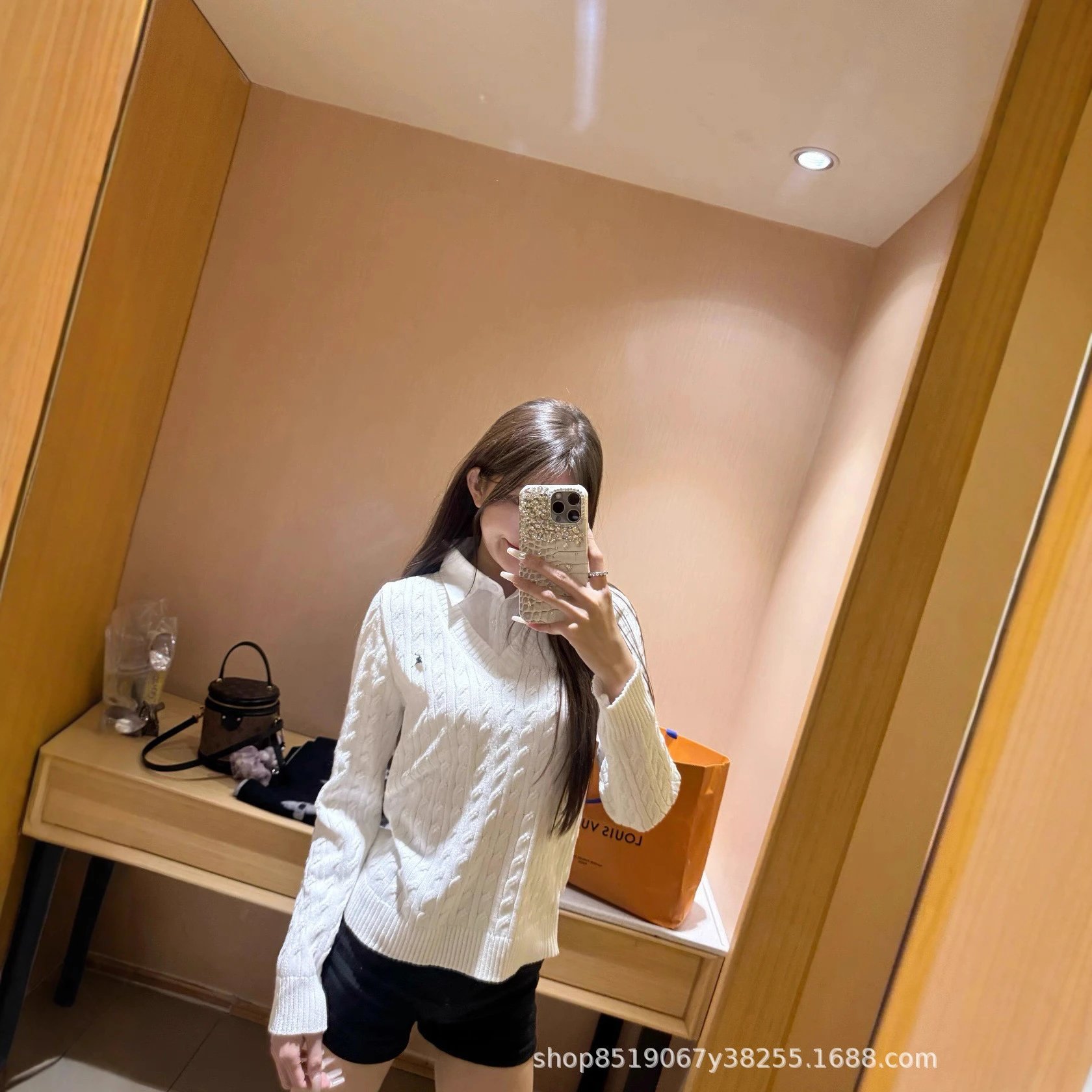 Ralph Lauren V-Neck Cable Knit Sweater