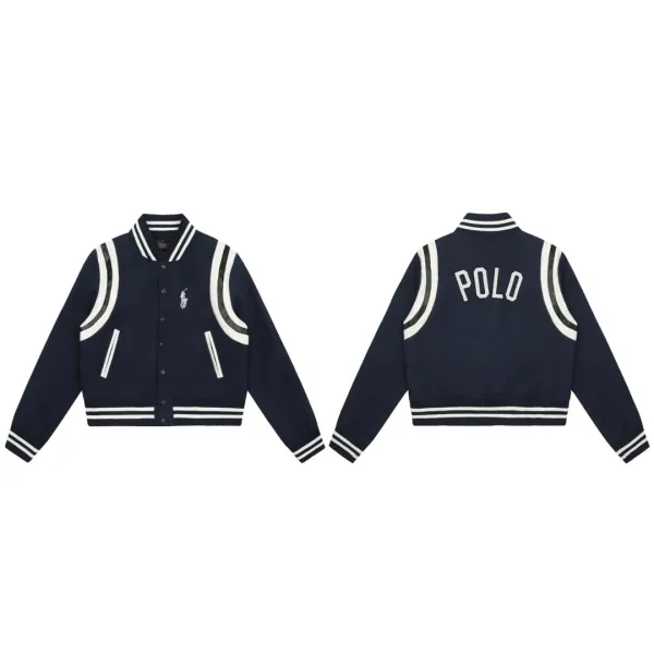 Polo Ralph Lauren Varsity Jacket Navy White Outerwear - 3