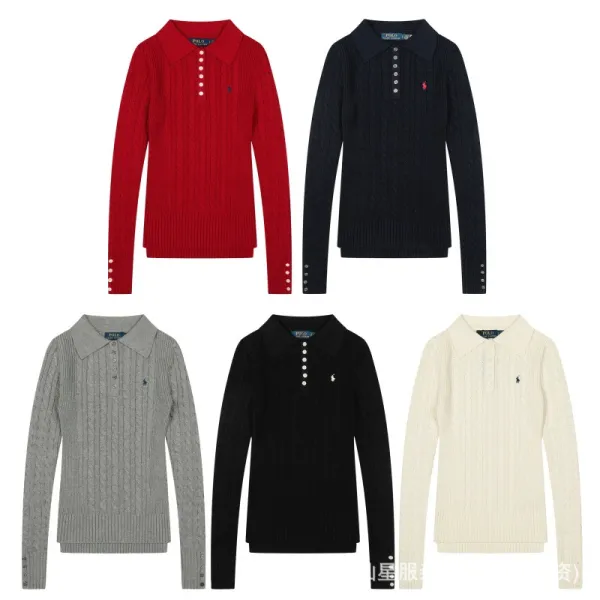 Polo Ralph Lauren Cable Knit Polo Black Sweater - 3