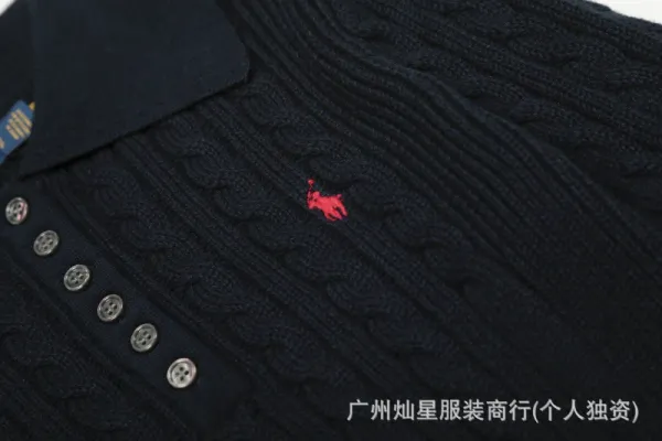 Polo Ralph Lauren Cable Knit Polo Black Sweater - 11