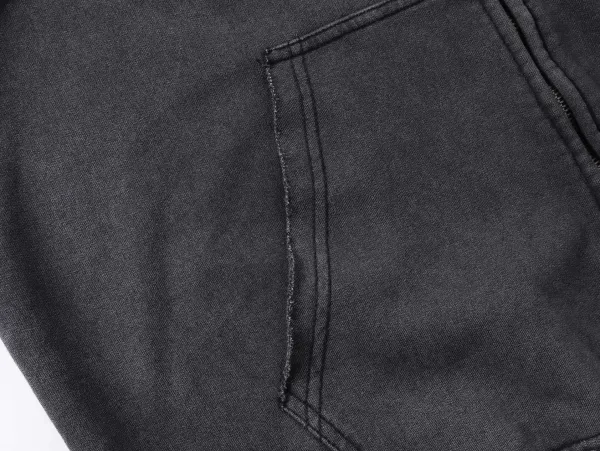 Balenciaga Fashion Designer Distressed Denim Hoodie Black - 15