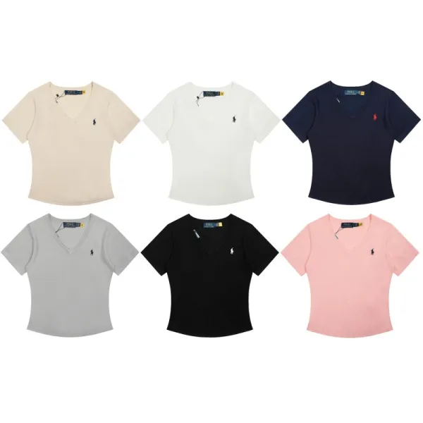 Polo Ralph Lauren V-Neck Ribbed T-Shirt Pink - 3