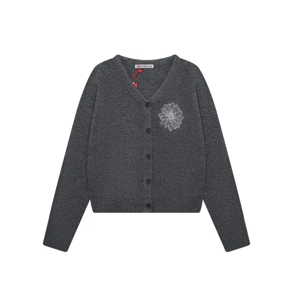 Maison Margiela Flower Embroidered Pink Cardigan - 3