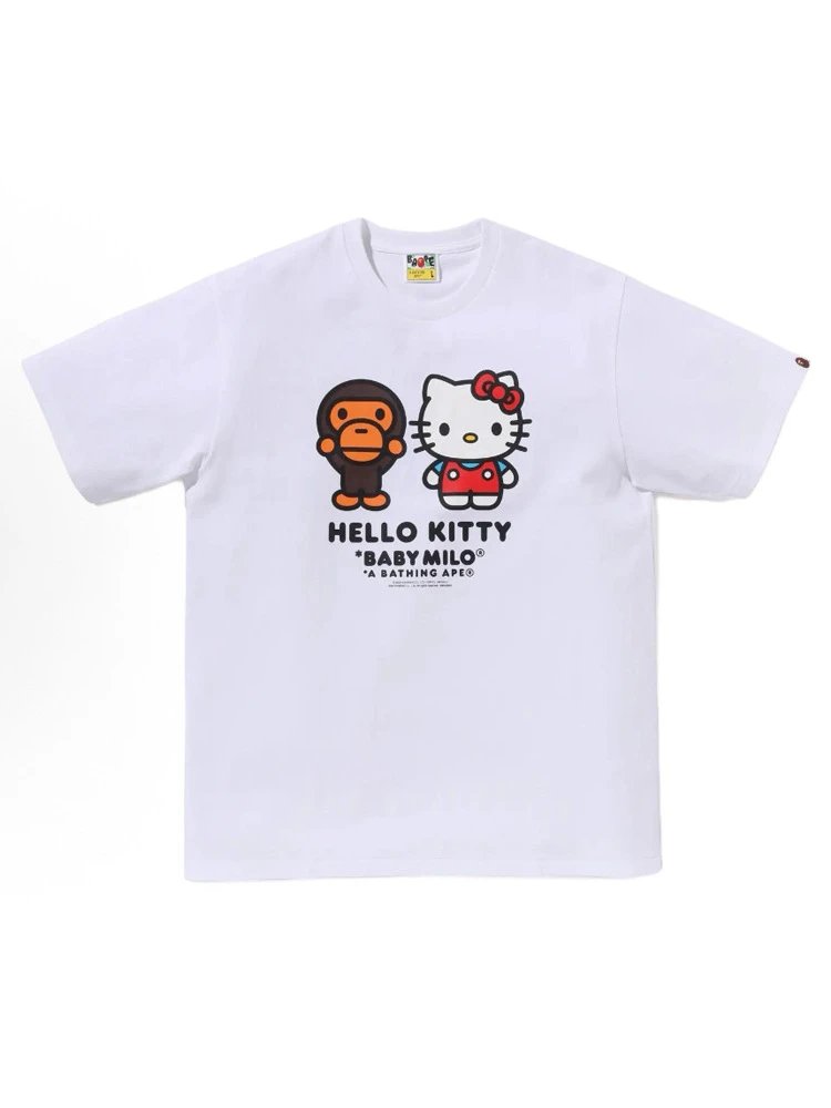 Hello Kitty x Baby Milo x A Bathing Ape Graphic Print Black T-Shirt - 3