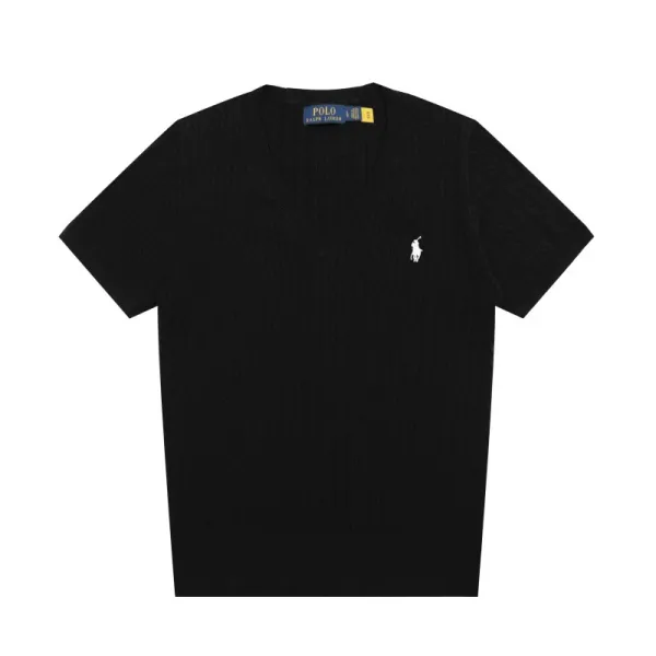 Polo Ralph Lauren Cable Knit V-Neck Sweater Black - 13