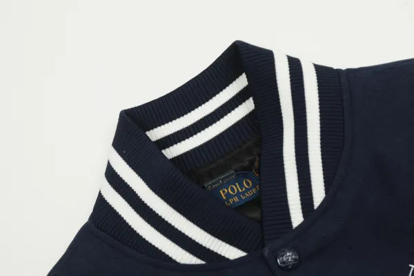 Polo Ralph Lauren Varsity Jacket Navy White Outerwear - 6