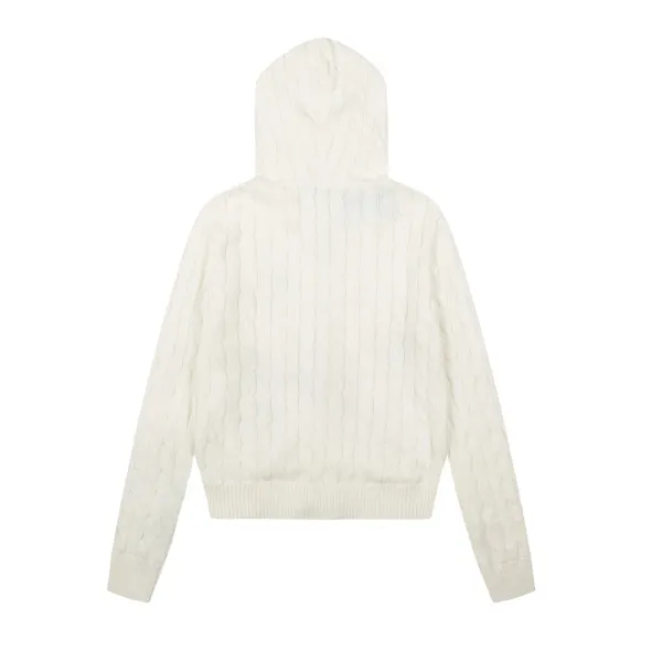 Polo Ralph Lauren Cable Knit Hooded Zip-Up Sweater Black - 4