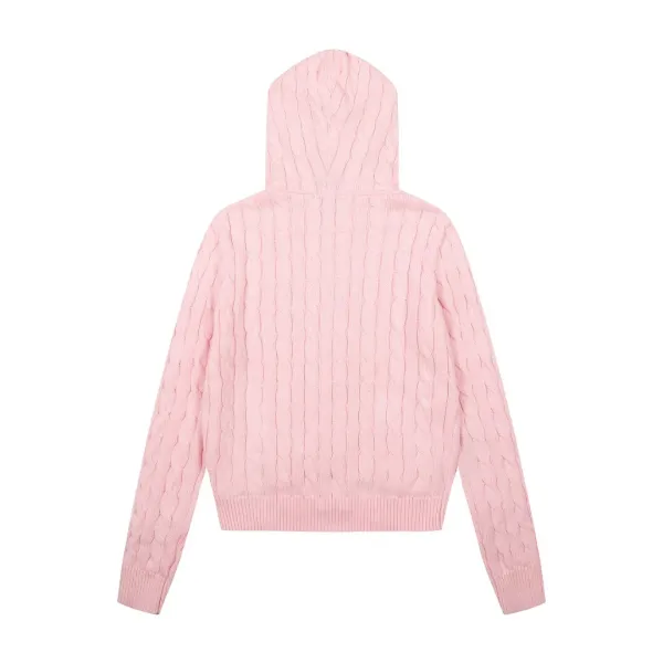 Polo Ralph Lauren Cable Knit Hooded Zip-Up Sweater Black - 12