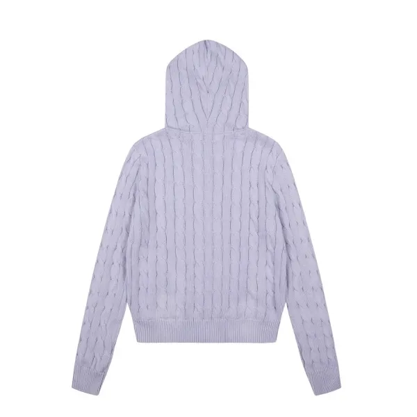 Polo Ralph Lauren Cable Knit Hooded Zip-Up Sweater Black - 20