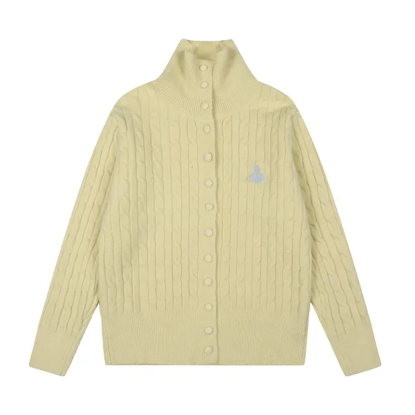 Vivienne Westwood Orb Cable Knit Cardigan Pale Yellow - 8