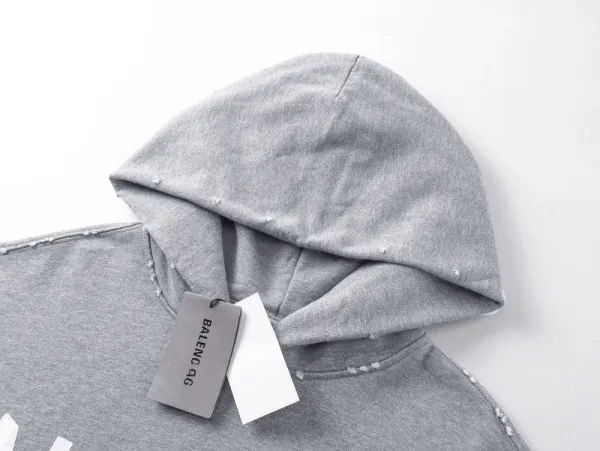 Balenciaga BALENCIAGA AC Distressed Gray Hoodie - 12