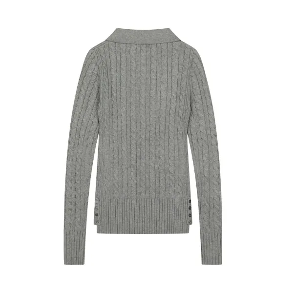 Ralph Lauren Cable Knit Polo Black Sweater - 14