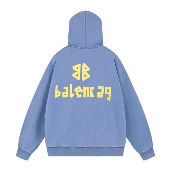 Balenciaga BALENCIAGA AC Distressed Gray Hoodie - 36