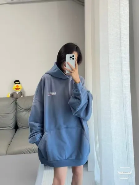 Balenciaga AG Logo Washed Blue Hoodie - 6
