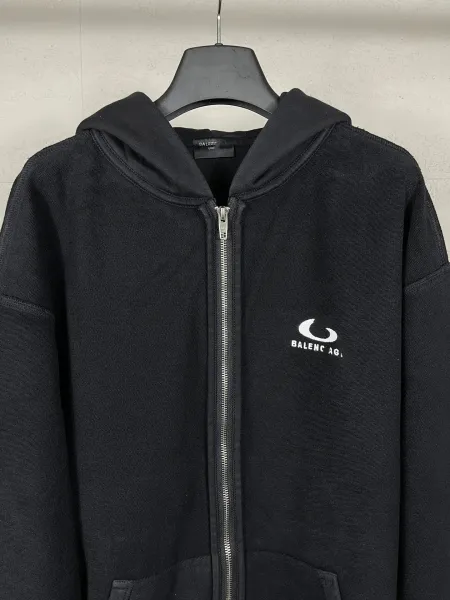 Balenciaga Logo Zip-Up Hoodie Black - 11